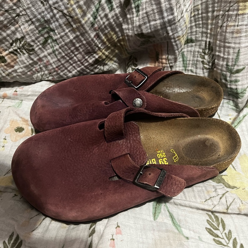 Birkenstock Boston Vintage Zinfandel Pebbled Leather Clogs - Picture 6 of 6